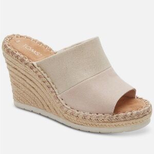 TOMS  Monica Mule Suede Platform Wedge Sandals Peony Suede/Metallic Size 7